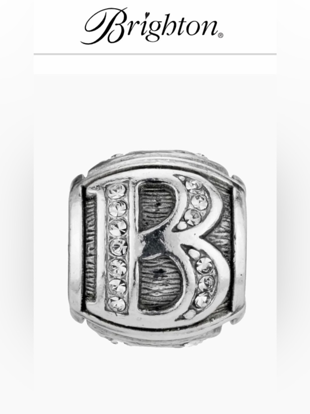 ☀️ BRIGHTON Silver 'B’ Initial Charm Bead with CRYSTAL Accents